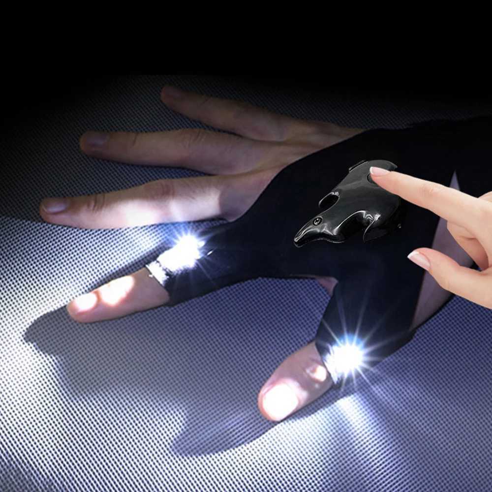 LED Gloves Finger Lamp USB Rechargeable Magic Strap Hands Free Gloves Flashlight Outdoor Waterproof Rescue Repair Night Lighting Y240817