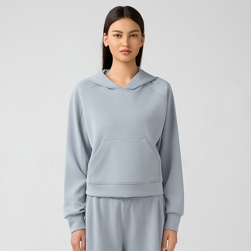 LLL165 Womens Autumn Hoodies Sweatshirt Yoga Sweater Ladies Gym Workout Coat Fleece Loose Workout Pullover