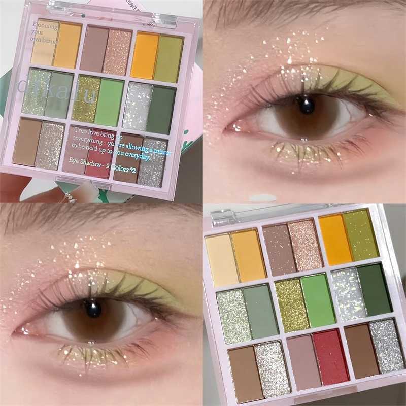 18 Colors Color Blocking Eyeshadow Palette Ice Cream Color Eyeshadow Pink Purple Makeup Nine Grid Eye Shadow Palette CosmeticsCI240812