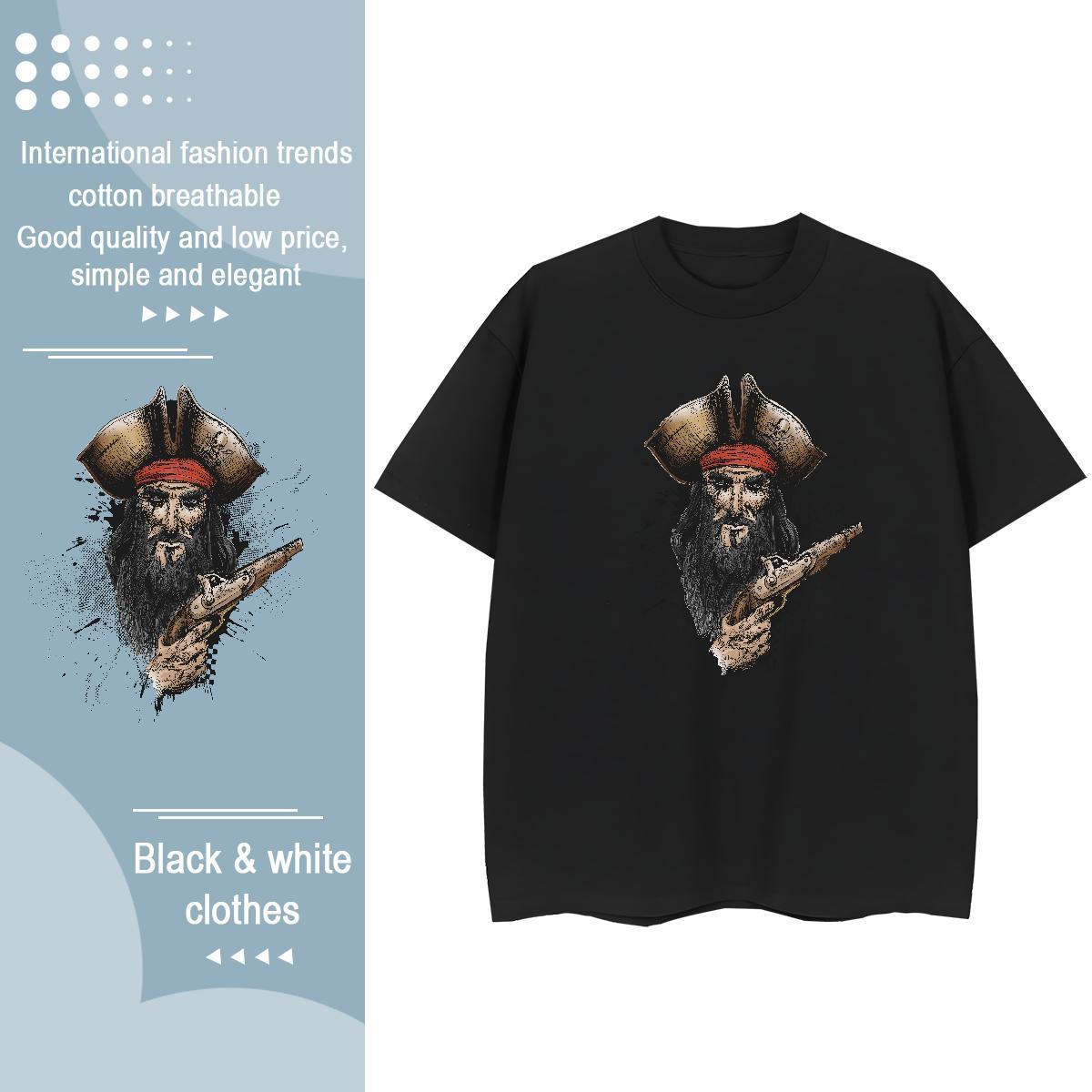 Unisex T shirt 100% Cotton 230g portrait High Street Hip Hop Cartoon Printing L-4XL Breathable Short Sleeve Tshirt for Man Woman 2024 Polos