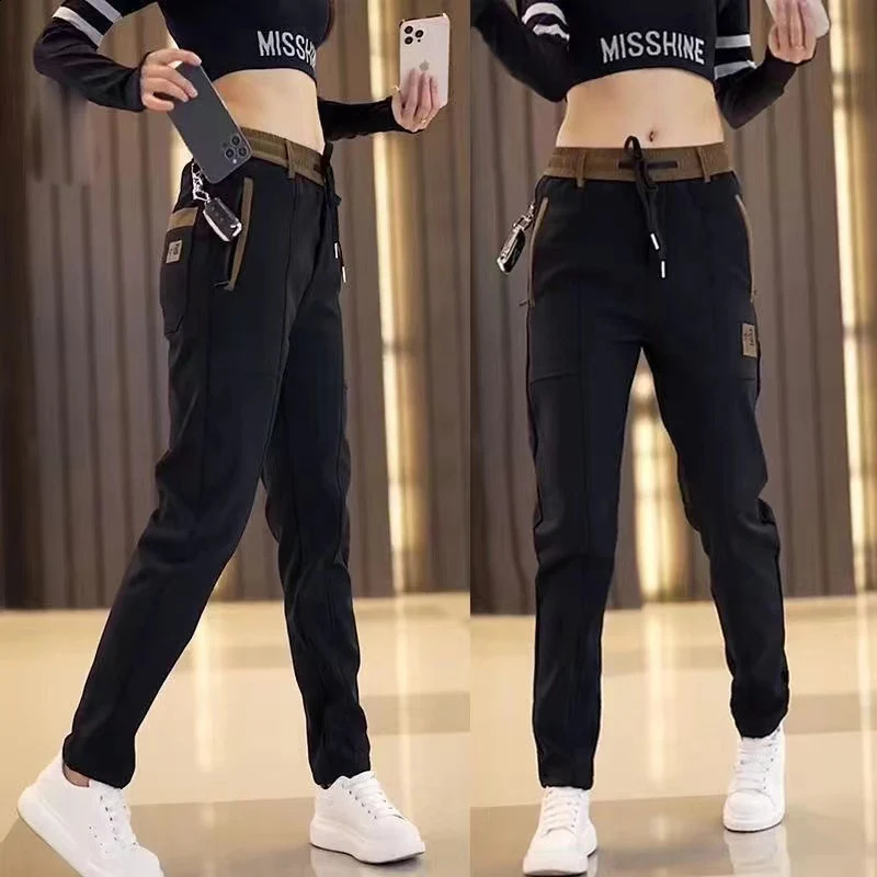 Summer Casual Pants Mens Patchwork Stretch Waist Zipper Pocket Trousers Loose Straight Leg Slim Sweatpants Fashion Mens Pants 240816