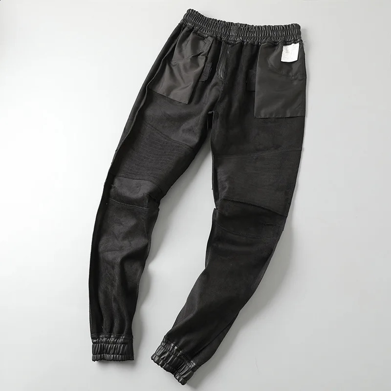 Mens Leather Pants Superior Quality Elastic Waist Jogger Pants PU Leather Trousers Bikers Pants Waterproof 240816