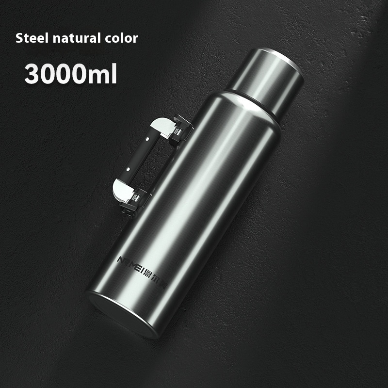 Large capacity 316L stainless steel insulated water bottle for outdoor travel, car mounted tea separation, household warm water bottle