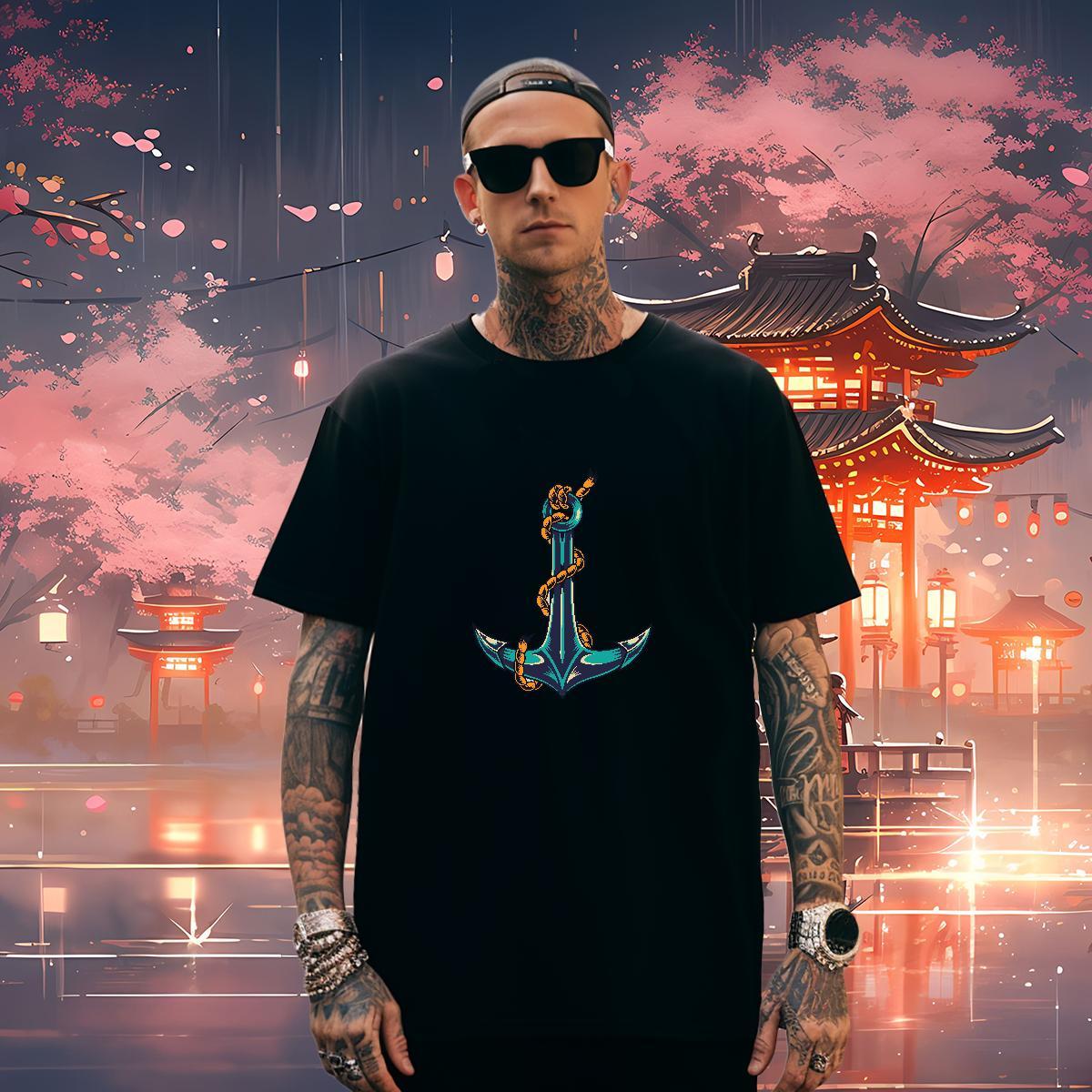 Loose Fit T-Shirts for Men 100% Cotton 230g tool Sports Casual Anime Pure Cotton Men Tshirts Stylist Tops