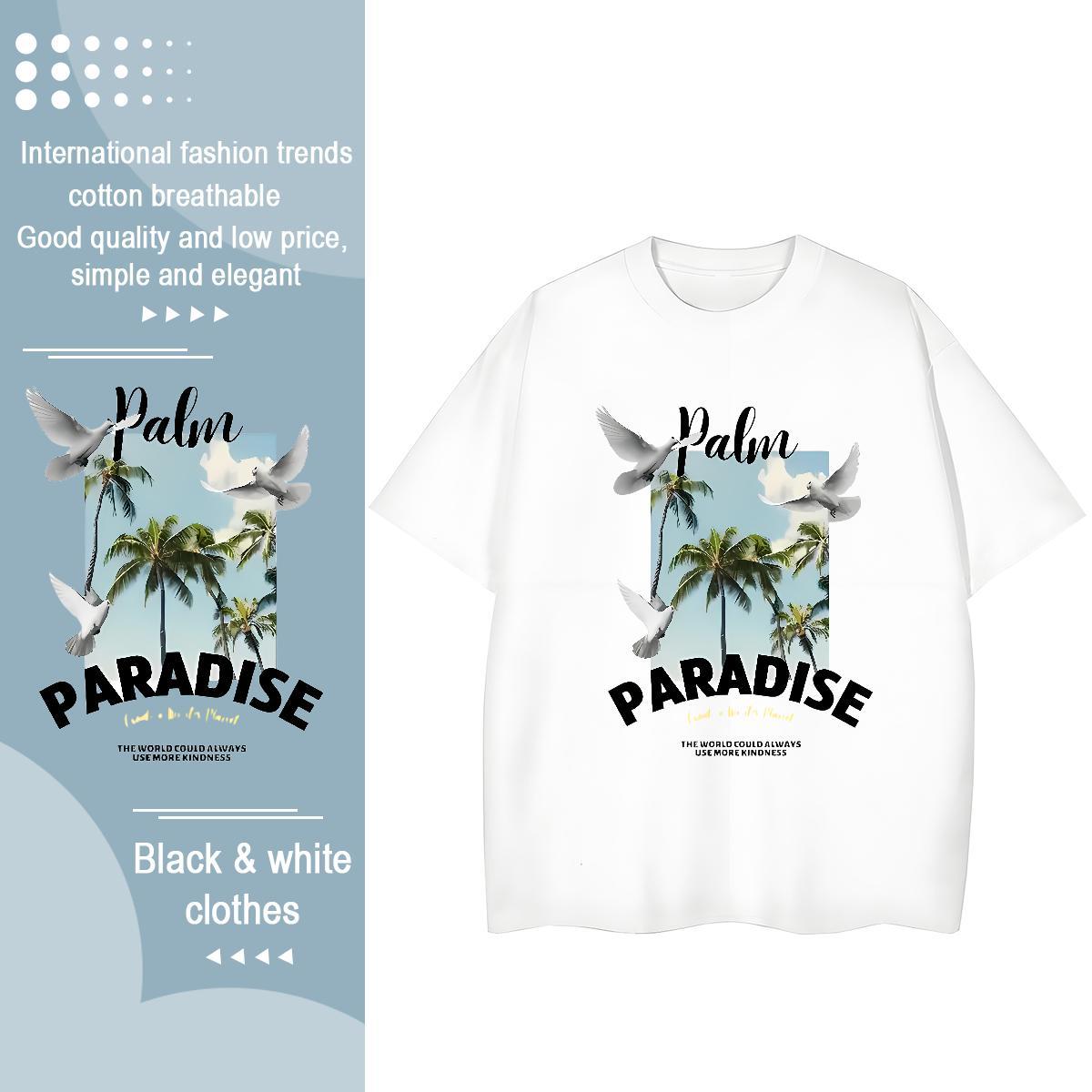 Stylist T Shirt For Woman Round Neck Short Sleeve 230g 100% Cotton Couples T Shirts Oversized tree Outdoor Loose fit Tops Tees