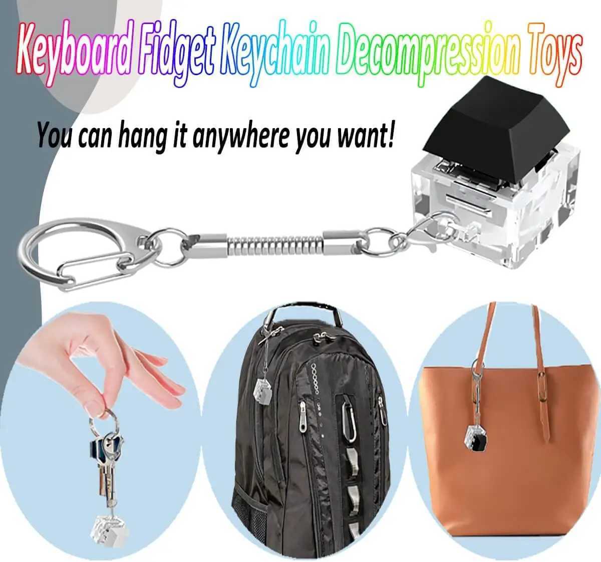 LED Keyboard Fidget Toys Keychain Keyboard Fidget Key Chain Decompression Toys Finger Button Clicker Stress Relief Gifts Y240817