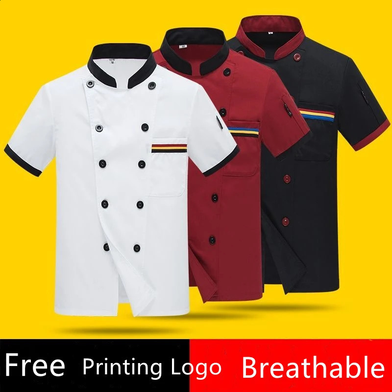 Summer Chefs Short Sleeve Set Restaurant el Kitchen Workwear Men Breathable Thin Chef Jacket Apron chef coat with hat Women 240816CJ