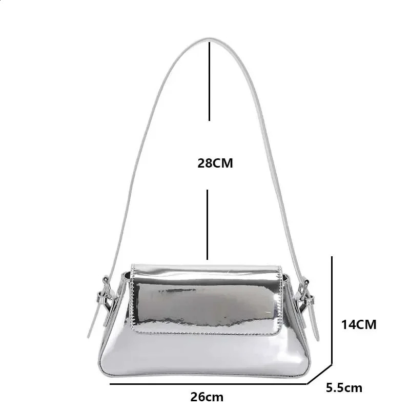 y ner Womens Handbag Laser Arm Bag Shoulder Silver Fashion Shopping Wallet 240817 - view 7