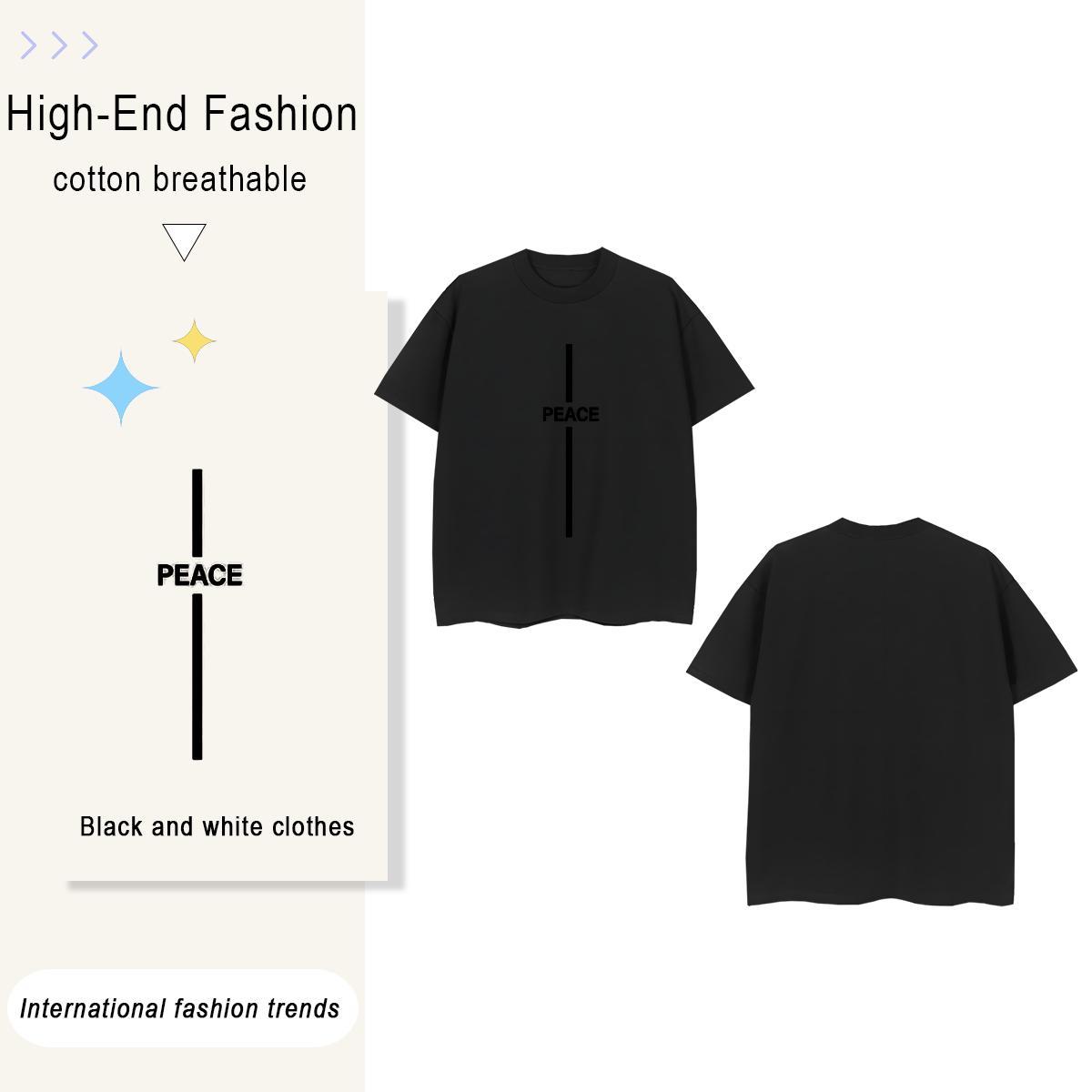Brand letter 230g Pure Cotton Men Tshirts High Street Hip Hop Breathable Crew Neck Man T Shirts 2024 DIY Cartoon Print Tees