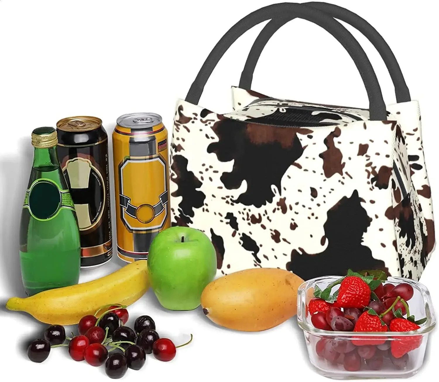 High Capacity Cow Print Western Cute lunch bag Insulated Lunch Box for Women Reusable Adult Lunch Bags Portable School Work 240816