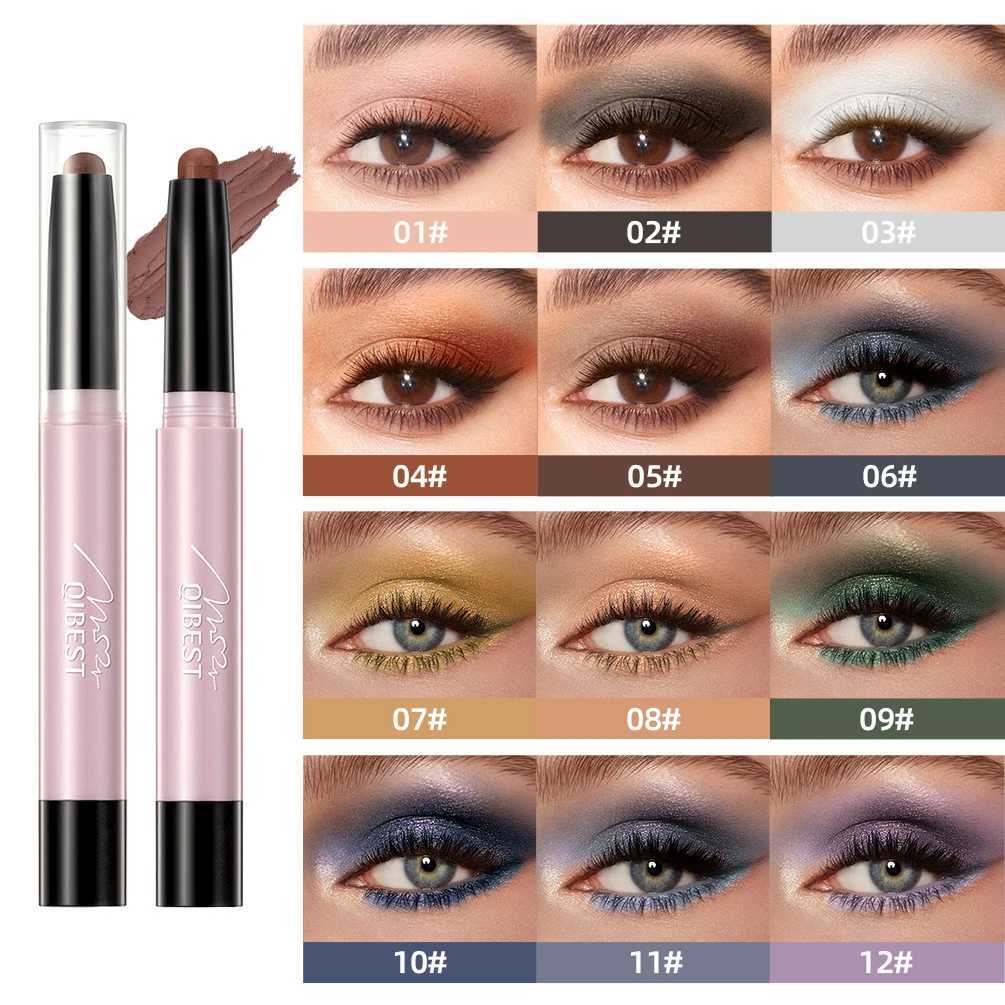 QIBEST Glitter Eyeshadow Stick Diamond Shimmer Waterproof Long Lasting 12 Colors Shiny Highlighter Makeup Eye Shadow PencilW241212