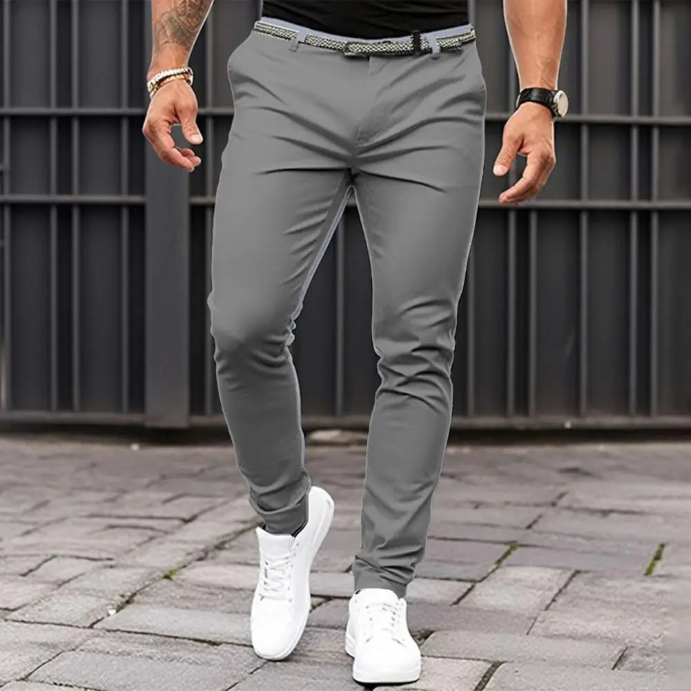 Ultra thin suit pants for men ultrathin solid color with a mid rise sloping pocket zipper fly suitable business office workwear 240816
