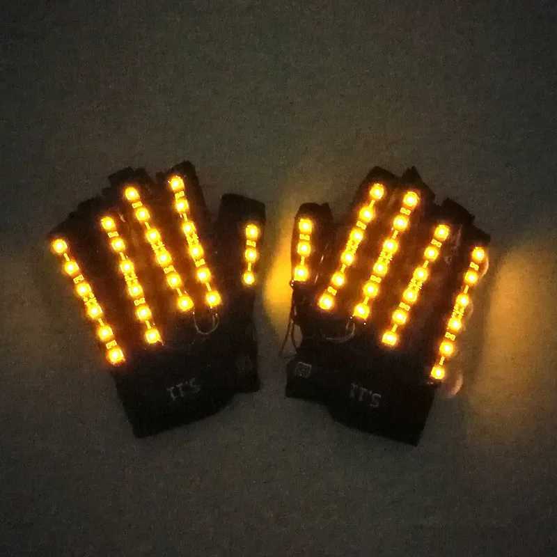 6 Colors Light-emitting Gloves Music DJ Party Cosplay Stage Performance Glowing Half Finger LED Beaming Laser Lights Gloves Y250725