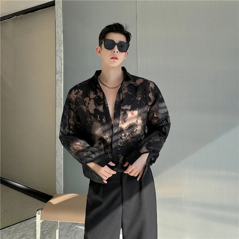 NOYMEI chiffon long sleeve shirt single breasted summer fashion korean style transparency top personality WA5114 240816