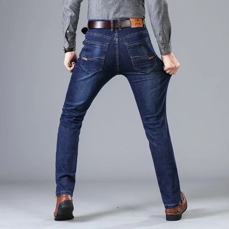Autumn and winter stretch mens jeans straight pants casual denim w240816