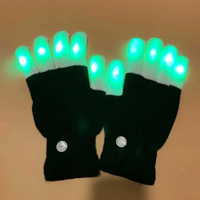 New Colorful Finger Glowing Glove for Kid Adult LED Light Flashing Magic Gloves Party Decoration Halloween Lighting Decor Y240817