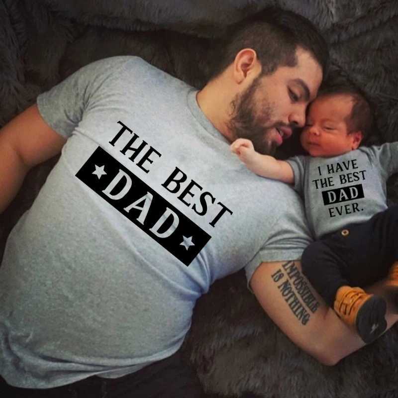 Interesting dad daughter son Fmaily matching shirt the best dad child baby bodysuit ever for dad W240816