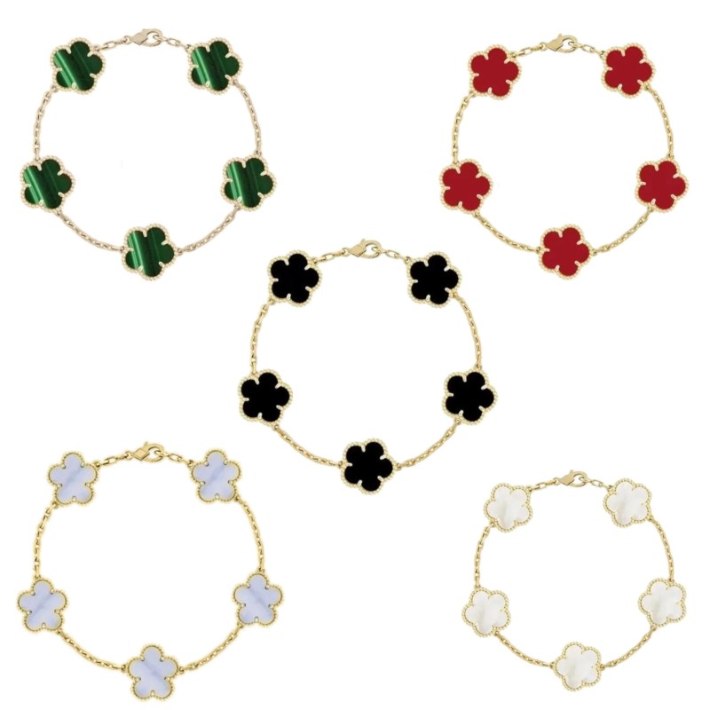 Charm designer bracelet four leaf clover bracelet designer jewelry women 18K Gold Silver Plated bracelet red black agate lucky womens bracelets luxury gift fa16