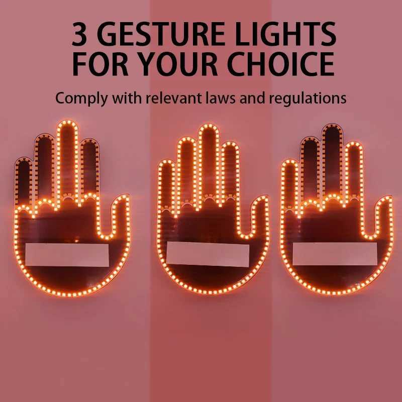 1 Set Car Finger Light with Remote Control Cool Funny Car Interior Light Finger Up LED Middle Finger Hand Lamp Car Accessories Y240817