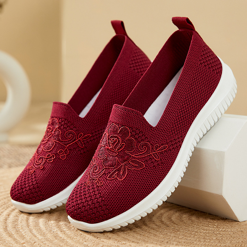 Ddmysports Female Spring And Autumn New Old Beijing Cloth Embroidered Mom S With Shallow Mouth One Step Women Shoes OUTDOOR