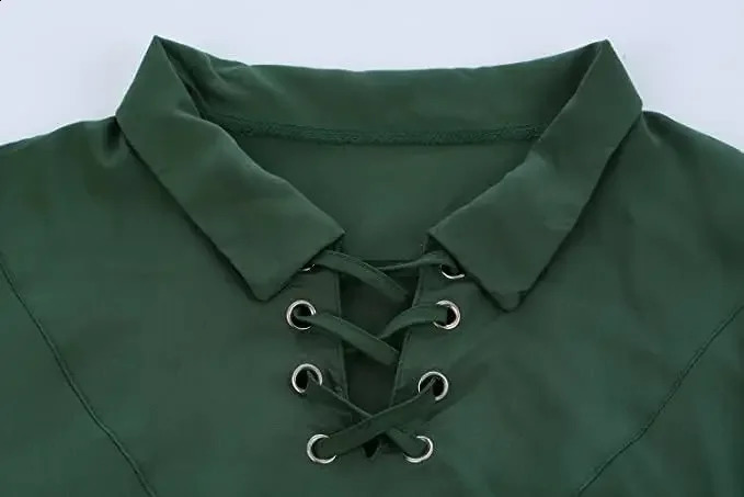 Mens medieval pirate costume vintage bandage shirt mercenary Scottish wide sleeved shirt long sleeved top 240816bj