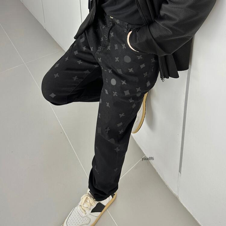 Designer mens jeans straight stretch fashion wash luxury womens pants High quality black gray denim fabric new embroidery 28-36