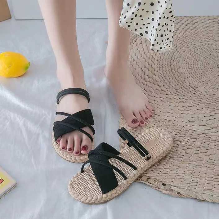 High Quality Summer Shoes Woman Sandals Flat Sandals Womens Thin Strips Gladiator Beach Sandals Ladies Flip Flops Slides T241227