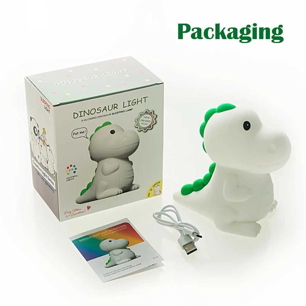 LED night light cartoon silicone dinosaur light color light childrens bedroom decoration holiday gift C-type charging W240816