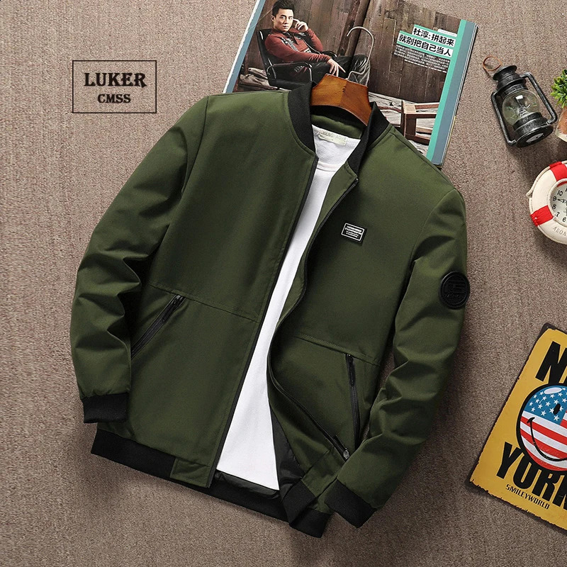LUKER CMSS Summer Autumn Men Coats Casual Solid Thin Baseball Jacket Male Stand Collar Fashion Zipper Coat 240816