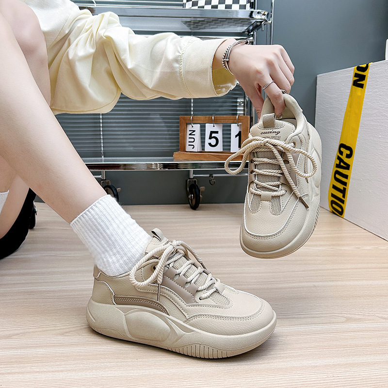 Ddmysports Little White Female Spring New Breathable Student Thick Sole Elevated Board Shoes Instagram Fashion Korean Casual Shoes Q OUTDOOR