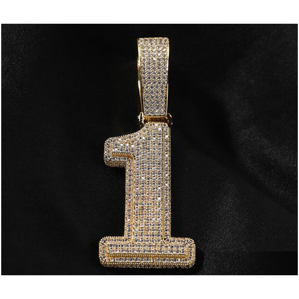 Pendant Necklaces Men Women A- Z Double Layer Stones Cursive Initiall Number Necklace For Gifts Cubic Zirconia Hip Hop Drop Delivery J Oto6V