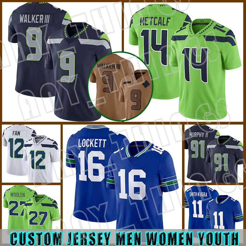 16 Lockett DK Metcalf Football Jersey Kenneth Walker III Seattlees Steve Largent Seahawkses Devon Witherspoon Jaxon Smith-Njigba FAN Tariq Woolen Jason Myers Smith