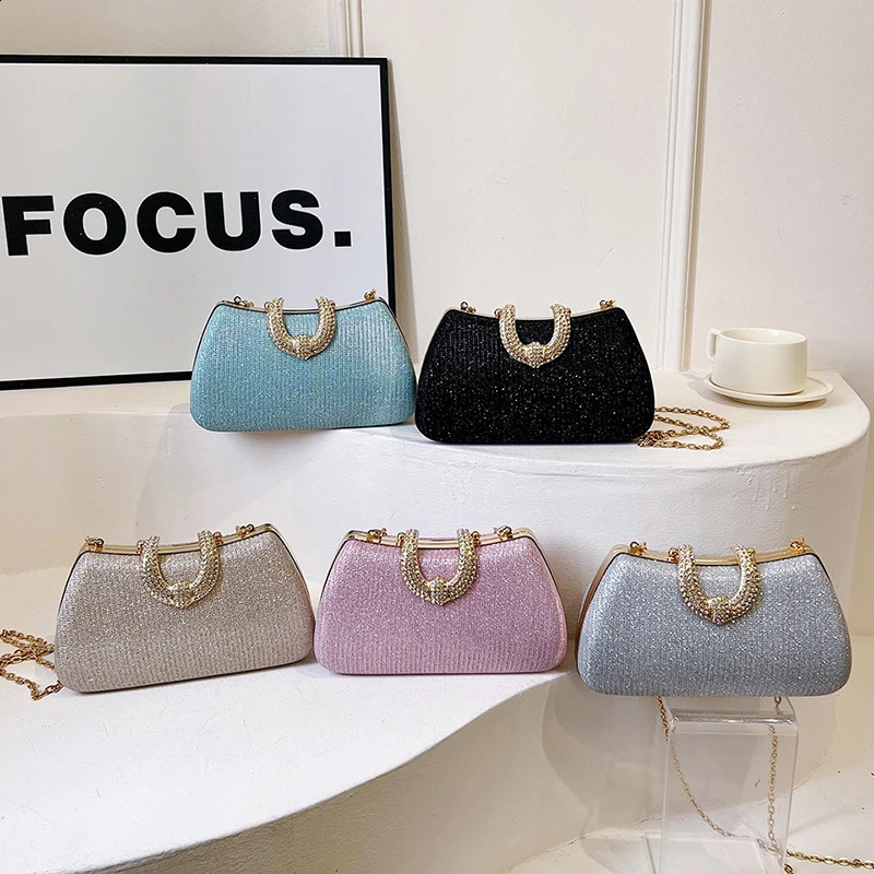 Sparkling solid color ladies temperament shoulder bag Hold Party friends party shopping mom urban beauty 240816