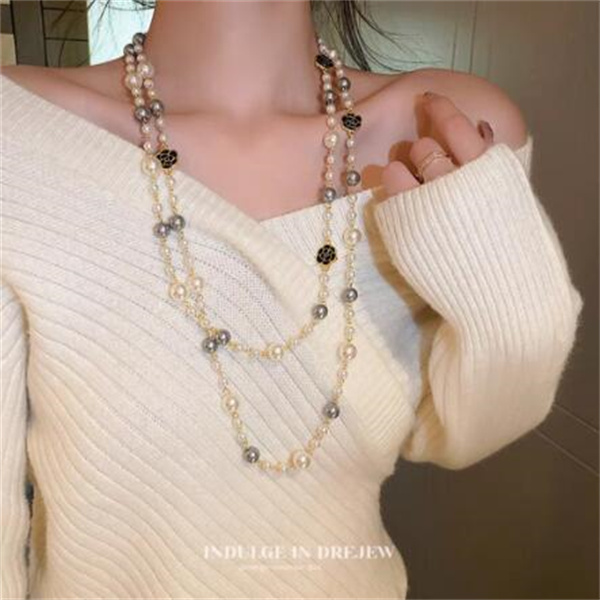 Long Pearl necklace Fashion everything sweater chain Multi-layer alloy necklace accessories