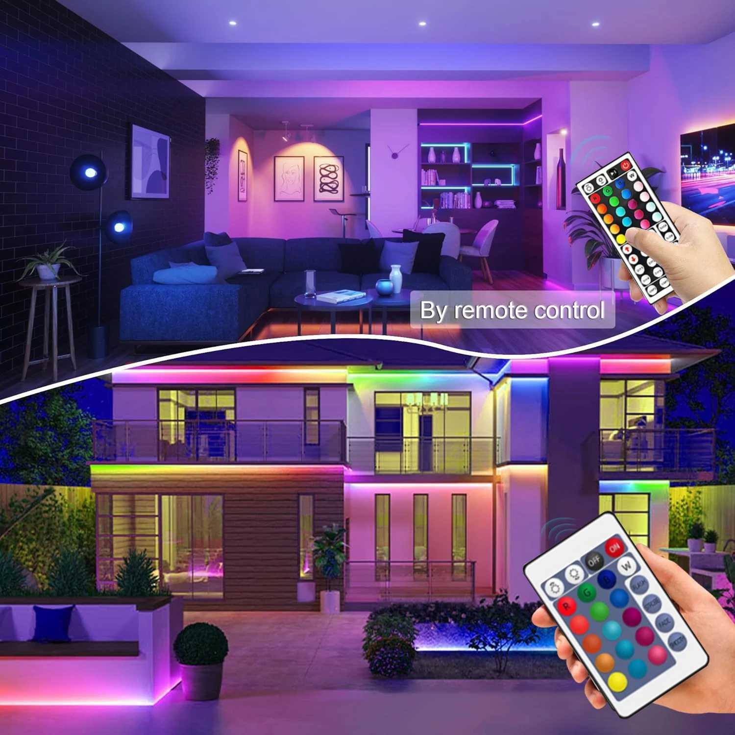 RGB neon light LED strip waterproof flexible tape neon light with 44 key remote control for home room outdoor decoration B240817