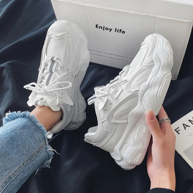 Chunky Sneakers For Men Fashion Lace up platform Dad Shoes White Breathable comfortable Male Sport Running Shoes zapatillas 240809