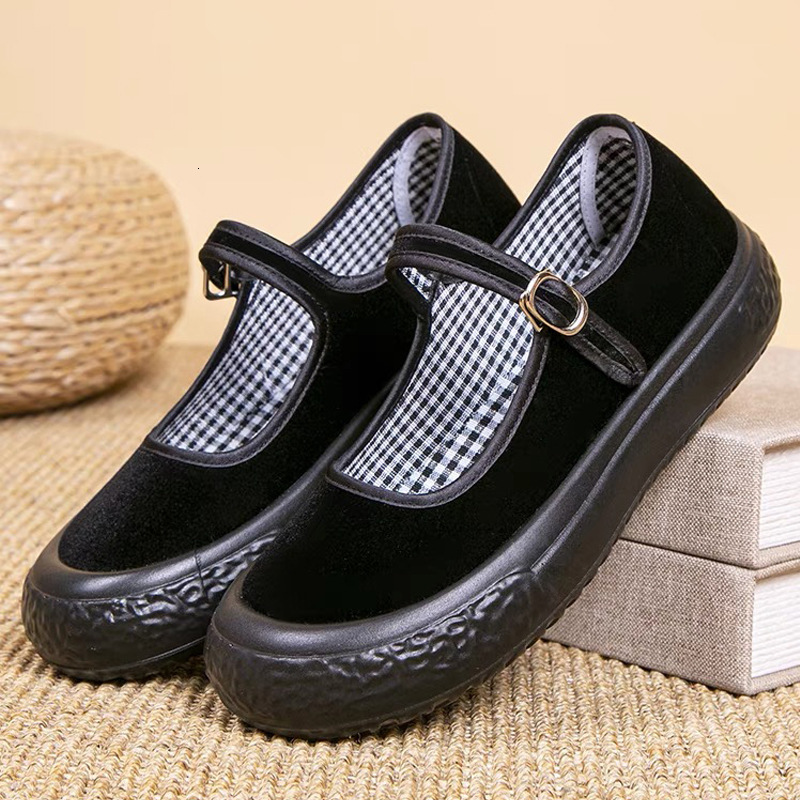 Ddmysports Autumn New Old Beijing Cloth Baotou Dance Black Belt Work Women S Mom Shoes OUTDOOR