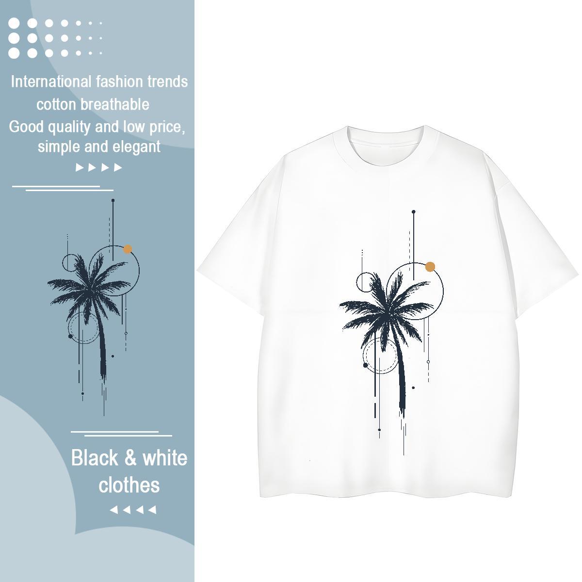 TOP Quality Woman T Shirts Crew Neck Breathable 230g Pure Cotton Womens Tshirts Cartoon Printing L-4XL tree Casual Daily Wear Comfortable Tops