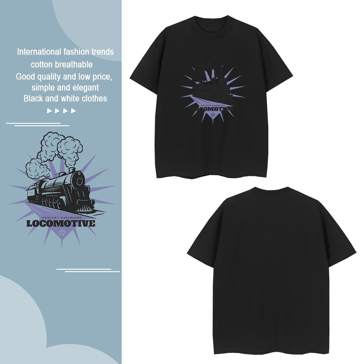High Quality train 100% Cotton 230g Mens Tshirts Daily Wear Breathable Short Sleeve Man T Shirts DIY Oversized Tees Shirts