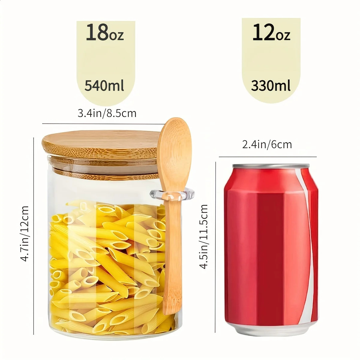 18oz Airtight Glass Jars With Lids And Spoons Candy Jars With Lids Clear Spice Jars Small Food Storage Containers 240816