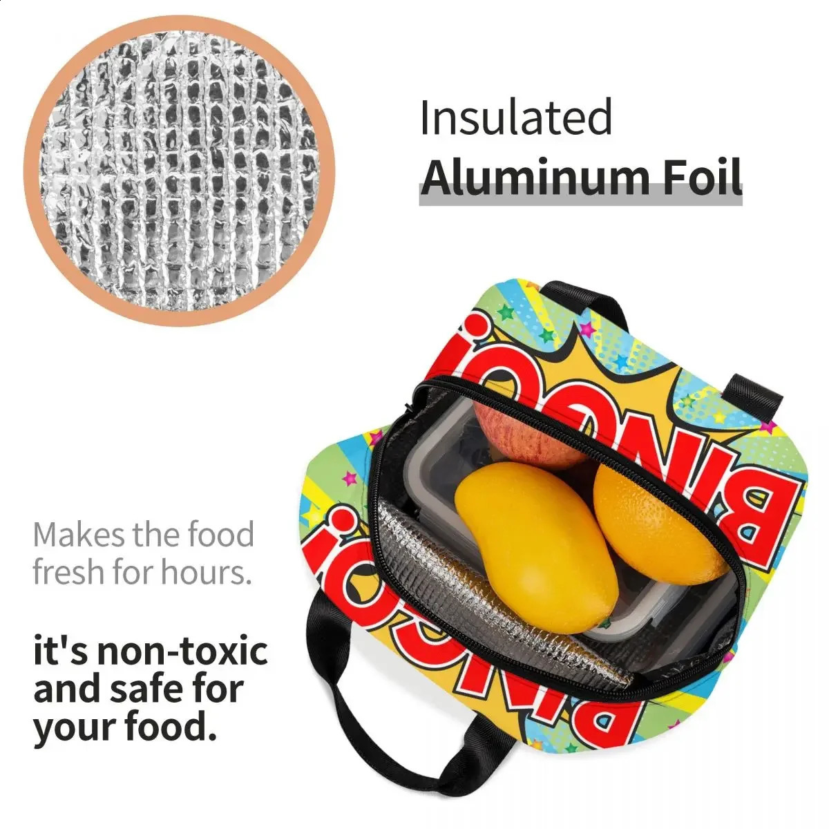 Game Bingo Lunch Bag Leakproof Cooler Thermal Insulated Lunch Box For Women Kids School Beach Camping Travel Food Tote Bags 240816