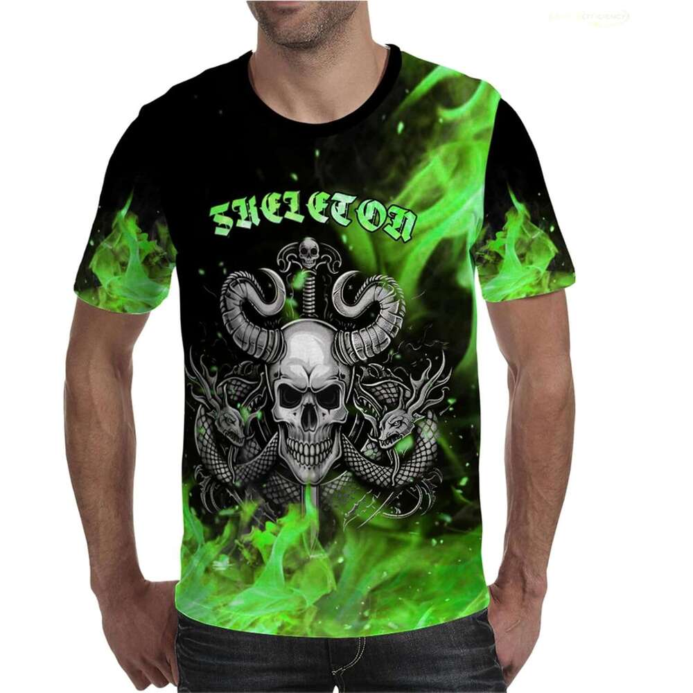 Halloween Mens T Shirt Crewneck T-Shirt Skull Fashion Casual Graphic Short Sleeve Tee Tops Male Clothing Shirts Tshirt Summer Clothes 2025