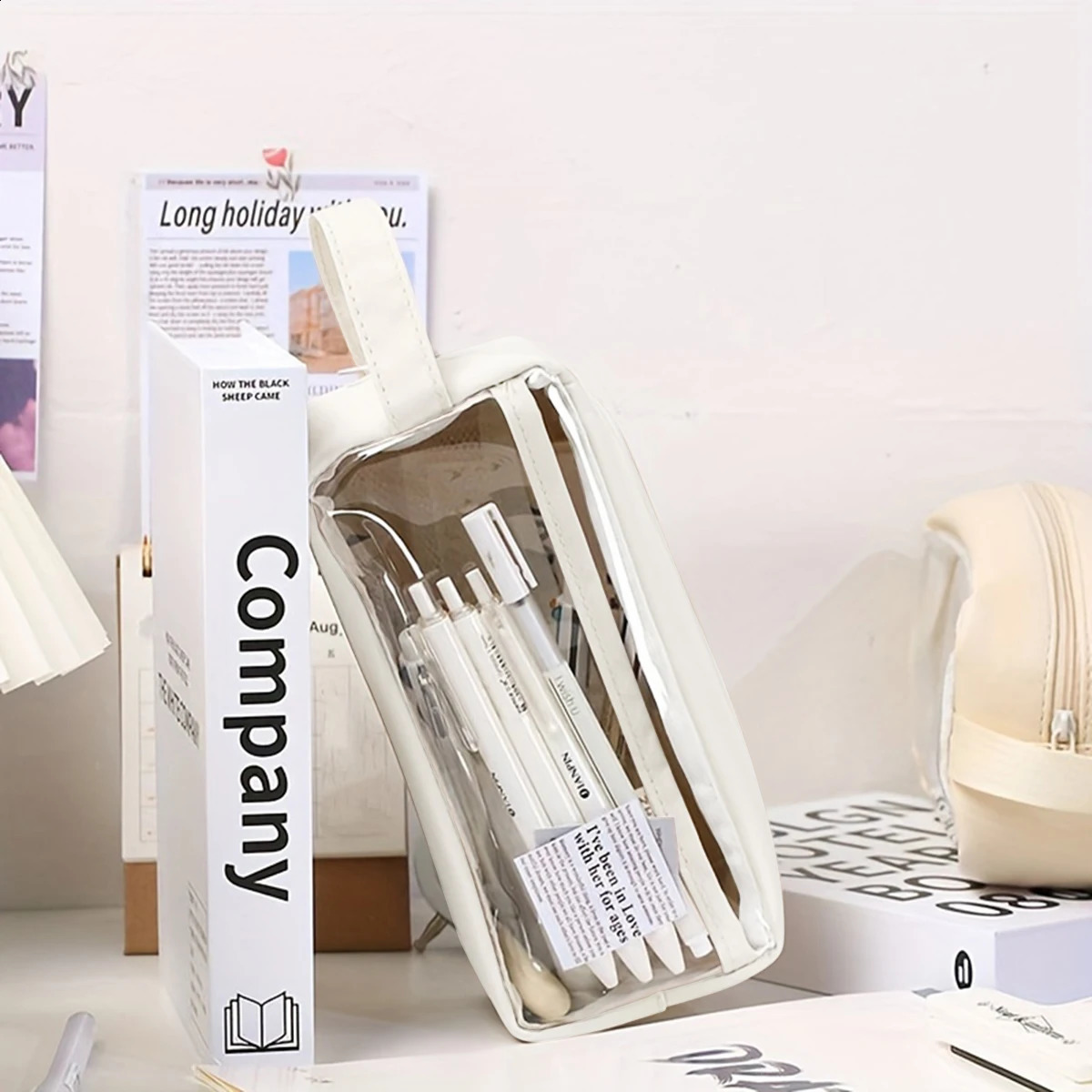 Large Capacity Clear PVC Pencil Case Transparent Waterproof Zippered Pen Pouch Stationery For Student Desk Storage Organization 240816