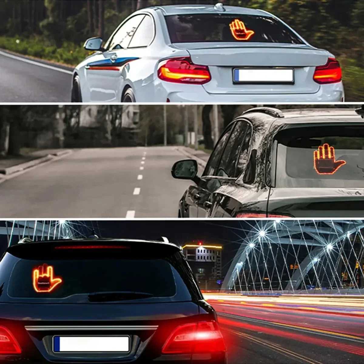 1 Set Car Finger Light with Remote Control Cool Funny Car Interior Light Finger Up LED Middle Finger Hand Lamp Car Accessories Y240817
