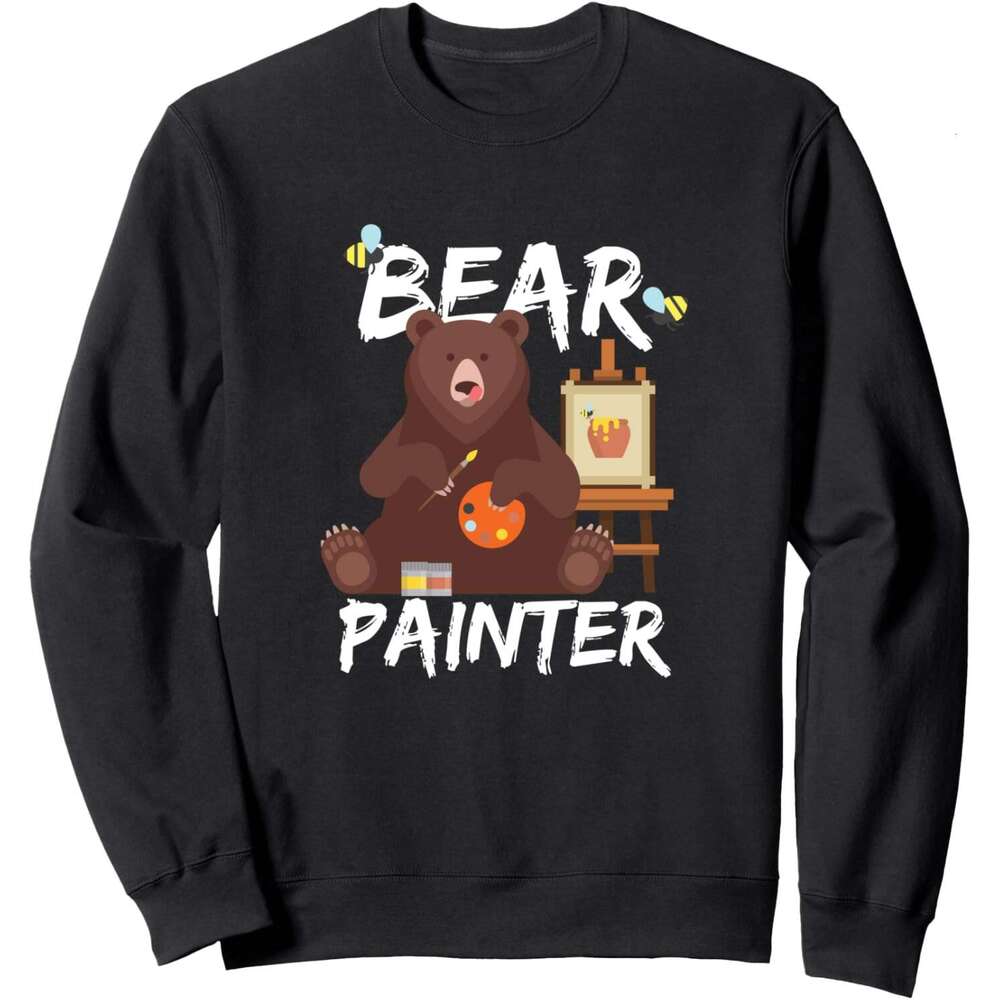 Long Sleeve Shirts For Men Sweatshirt Bear Paint Colorful Pictures Art Lover Funny Gift Sweatshirt Graphic Tee Streetwear Casual Tops Clothes sweatshi