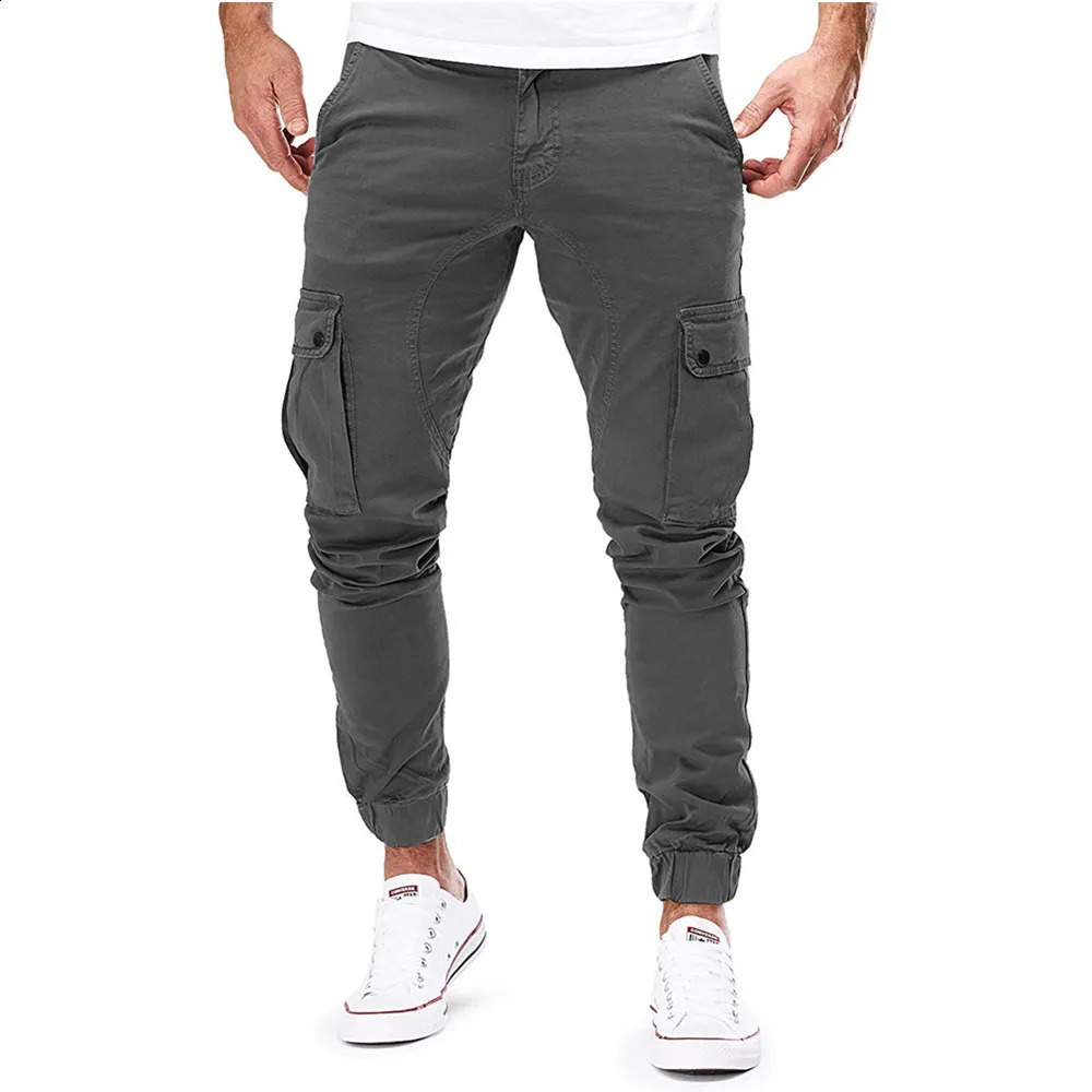 High Stretch Skinny Cargo Pants Multi-pocket Sweatpants Solid Color Casual Work Outdoor Joggers Trousers 240816CJ
