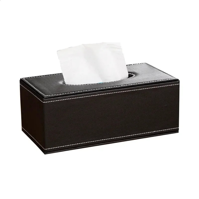 PU Leather Tissue Box Cover Desk Makeup Cosmetic Organizer Remote Controller Phone Holder Home Office Paper Napkin 240816