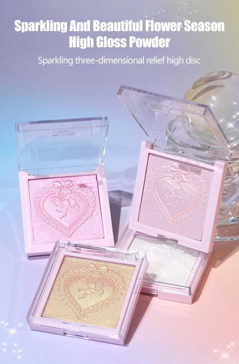 Love Angel High Gloss Powder Highlighter Palette Peach Fairy Glitter Body Bronzer Highlight Contour Illuminator Makeup X25121
