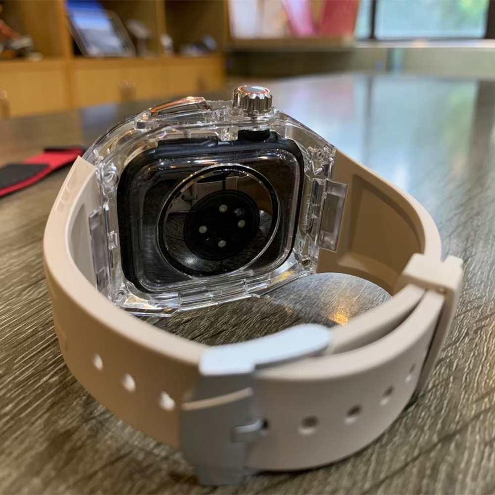 Transparent Case+TPU Strap Modification Kit for Apple Watch Ultra 2 49mm Band for IWatch Series 9 8 7 6 5 4 45mm 44mm Accessories