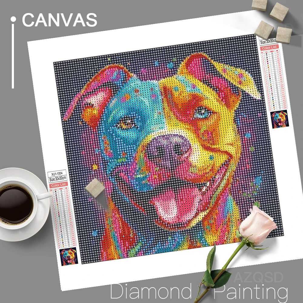 AZQSD Diamond Painting Colorful Animal Cat Dog Embroidery Lion Tiger Handmade Picture Of Rhinestones Gift Needlework 30x30cmXJ240816
